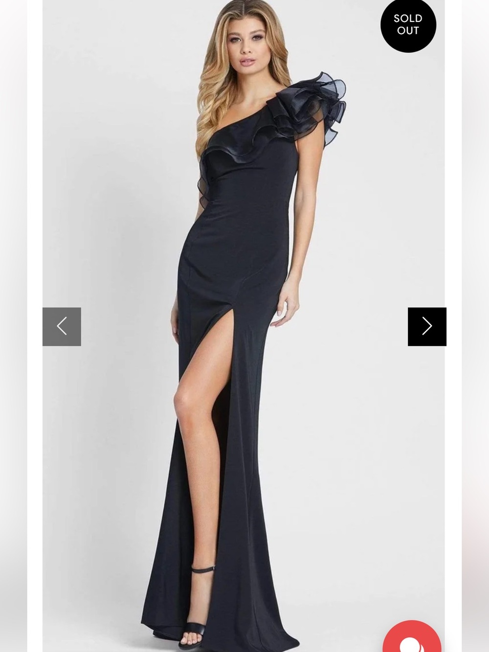 IEENA Mac Duggal Black One Shoulder Ruffle Organza Gown Dress NWT SIZE 4
